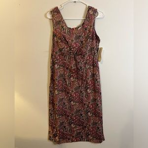NWT Beverly Hills Polo Club Sleeveless Midi Dress Pink Paisley Women’s Size 8